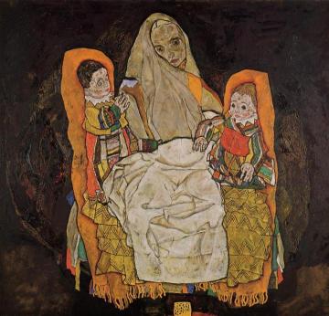 Mother with Two Children Artwork by Egon Schiele