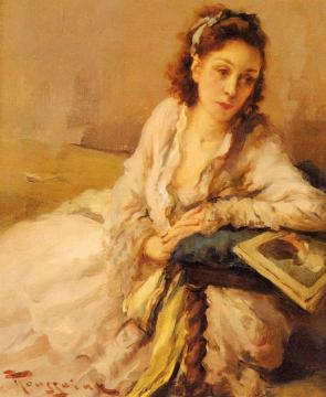 Lady Resting on a Cushion Artwork by Fernand Toussaint