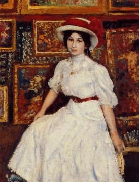 Young Girl in White Artwork by Georges Lemmen