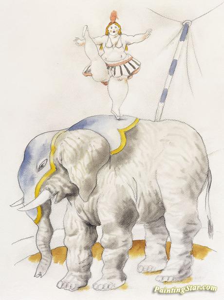 Circus Woman on an Elephant Artwork by Fernando Botero