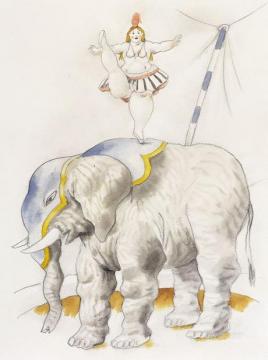 Circus Woman on an Elephant Artwork by Fernando Botero