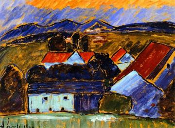 Landscape with Red Roof Artwork by Alexej Jawlensky