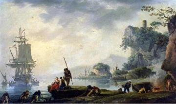 The Return of the Fishermen in a Coastal Landscape Artwork by Claude-Joseph Vernet