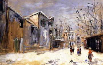 Snow in Montmartre Artwork by Maurice Utrillo