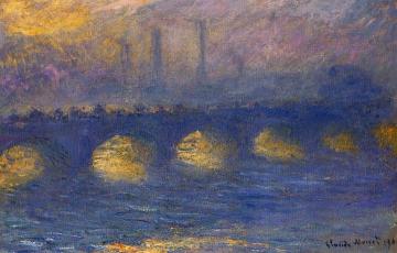 Waterloo Bridge, Overcast Weather Artwork by Claude Oscar Monet
