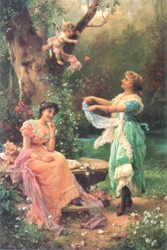 Cupid's Toss Artwork by Hans Zatzka