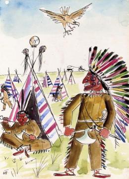 Picture Book for 'Muggeli' 02 (Indian Village) Artwork by Otto Dix