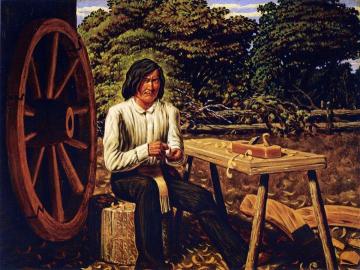 Metis Making Wheel for Red River Cart, Manitoba Artwork by William George Richardson Hind