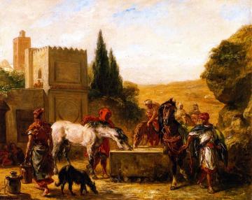 Horses at a Fountain Artwork by Eugène Delacroix