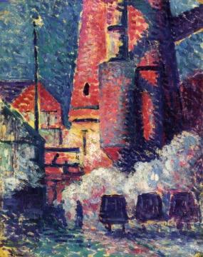 Charleroi, Blast Furnaces Artwork by Maximilien Luce