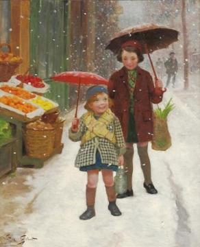 It's Snowing Artwork by Victor Gabriel Gilbert