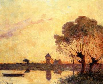 Sunset over La Briere Artwork by Ferdinand du Puigaudeau