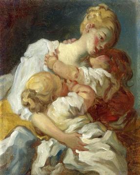 Mother Kiss Artwork by Jean Honore Fragonard