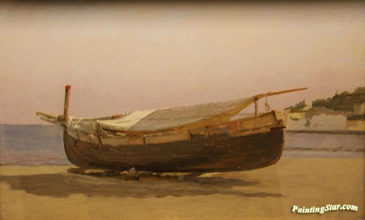 Boat dragged on shore Artwork by Christen Kobke