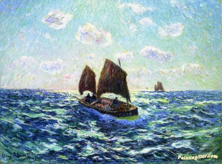 Fishing Boat in Brittany Artwork by Henry Moret