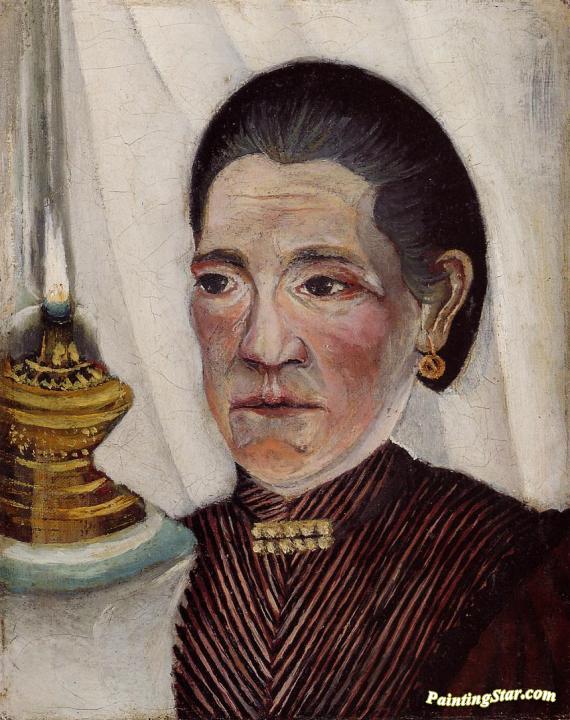 Portrait Of The Artist's Second Wife With A Lamp Artwork by Henri Rousseau