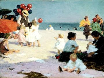 On the Beach Artwork by Edward Potthast