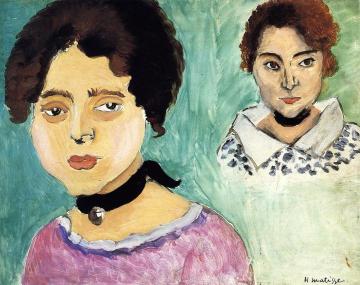 Double Portrait of Marguerite on a Green Background Artwork by Henri Matisse