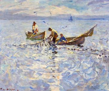 Dory Fishermen Artwork by Frank Weston Benson