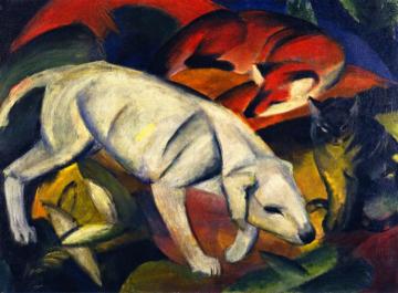 Three Animals (dog, Fox And Cat) Artwork by Franz Marc