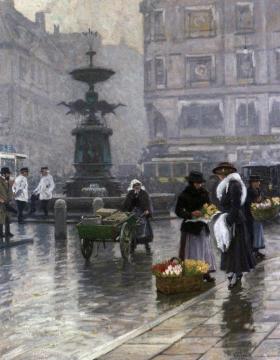 The Storkespringvandet in Amagertorv Artwork by Paul Gustave Fischer