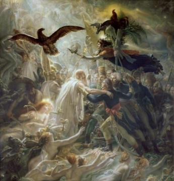 The Spirits Of French Heroes Welcomed By Ossian Into Odin's Paradise Artwork by Anne-Louis Girodet de Roussy-Trioson