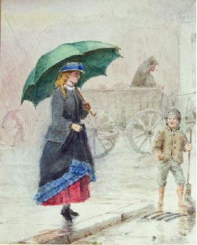 The Green Umbrella Artwork by George Goodwin Kilburne