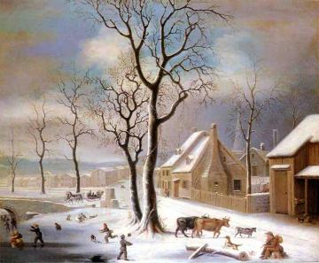 Village in Winter Artwork by Robert Street