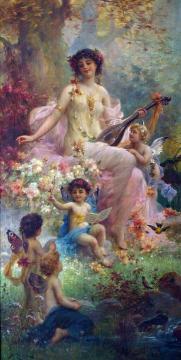 Paradise With Angels Artwork by Hans Zatzka