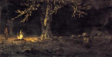 Campfire, Yosemite Valley Artwork by Albert Bierstadt
