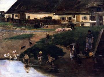 Village Pond in Etzenhauser - Village Idyll Artwork by Max Liebermann