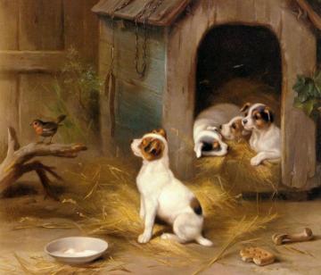 The Puppies Artwork by Edgar Hunt