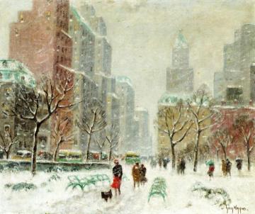 Winter In Central Park Artwork by Guy Wiggins