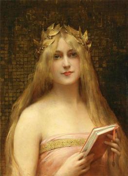 Girl with a Golden Wreath Artwork by Leon Francois Comerre