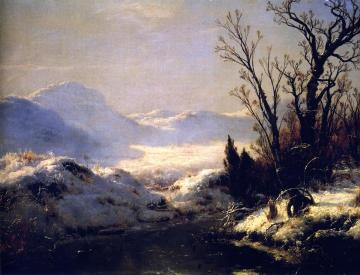 Snow Scene Artwork by Louis Remy Mignot