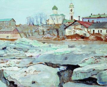 Ice Floating in Pskov Artwork by Isaak Brodsky
