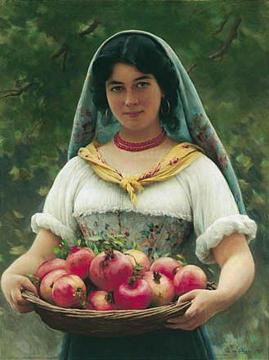 Girl with Pomegranates Artwork by Eugen Von Blaas