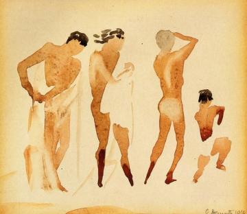 Simi-nude Figures Artwork by Charles Demuth
