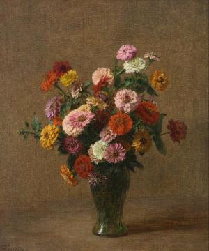 Zinnias Artwork by Henri Fantin-Latour