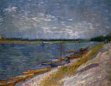 View of a River with Rowing Boats Artwork by Vincent Van Gogh
