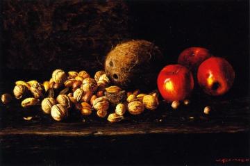 Still Life With Nuts, Coconut And Apples Artwork by Joseph Kleitsch