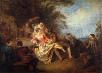 Gathering Of Actors Of The Comedie-italienne In A Park Artwork by Jean Baptiste Pater