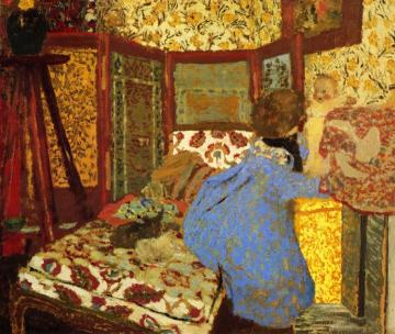 Woman in Blue with Child Artwork by Edouard Vuillard