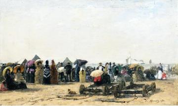Beach Scene at Trouville Artwork by Eugène-Louis Boudin