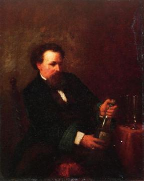 Self Portrait with Bottle of Champagne Artwork by Eastman Johnson