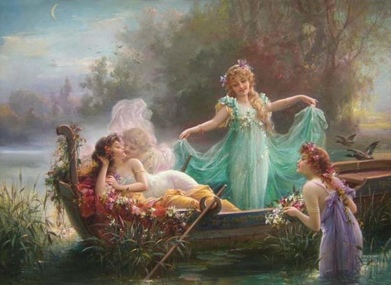 In The Boat Artwork by Hans Zatzka