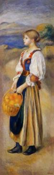 Girl With A Basket Of Oranges Artwork by Pierre Auguste Renoir