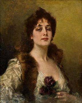 Lady With Roses Artwork by Conrad Kiesel
