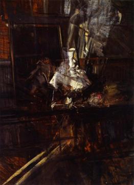 Studio Interior with the Portrait of Young Subercaseaux Artwork by Giovanni Boldini