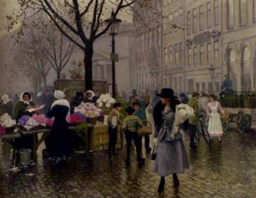 The Flower Market, Copenhagen Artwork by Paul Gustave Fischer